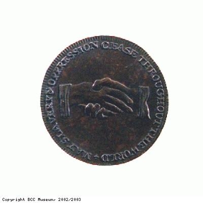 Abolition halfpenny token (obverse)