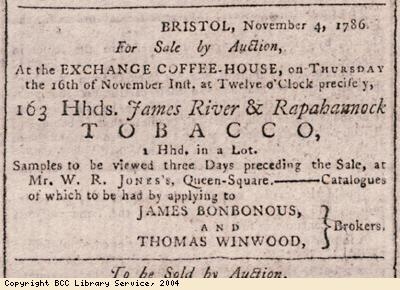 Advert for tobacco sale