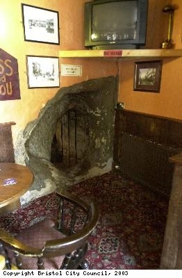 Cave inside the Ostrich pub