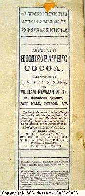 Wrapper, Improved Homoeopathic Chocolate
