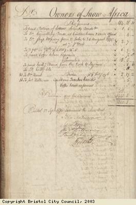 Page 28 from log book of ship Africa