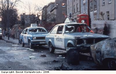 St Pauls Riots, damaged police cars