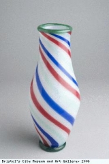 Vase with spiral bands of red, blue and turquoise