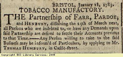 Advert about dissolved business partnership
