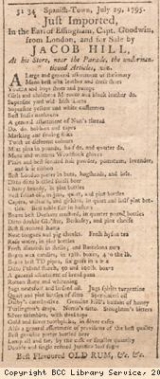 Advert for Jacob Hills shop