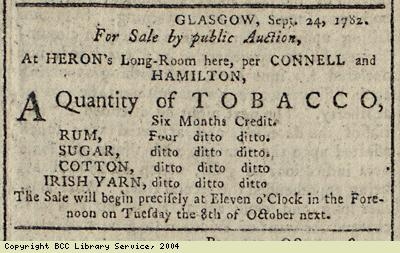 Advert for auction of goods