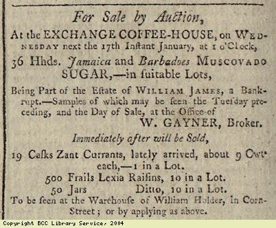 Advert for sale of sugar