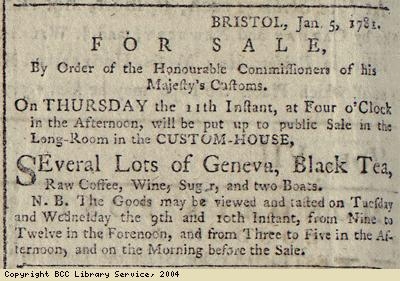 Advert for sale of tea and coffee