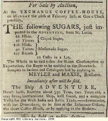 Advert for sugar auction