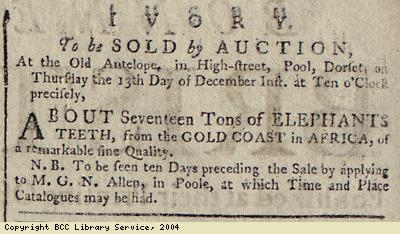 Advert for the sale of ivory