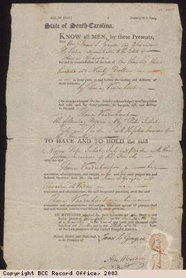 Bill for sale of slaves