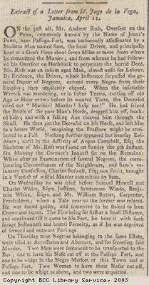 Newspaper extract re execution of Sam the Mullato