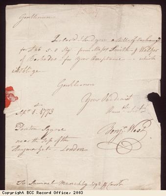 Letter, B West to S Munckley