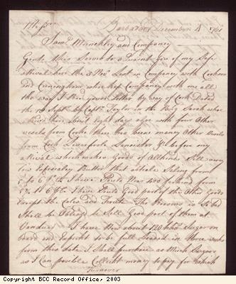Letter, John Smith to S Munckley