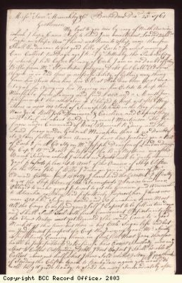 Letter, John Smith to S Munckley