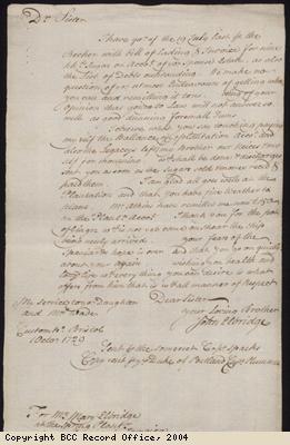 Letter about running plantation