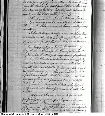 Letter from John Pinney to Mrs Dunbar