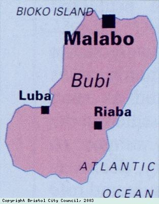 Map, detail of Bioko Island