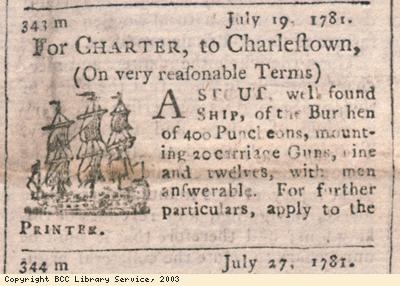 Newspaper extract, ship for charter