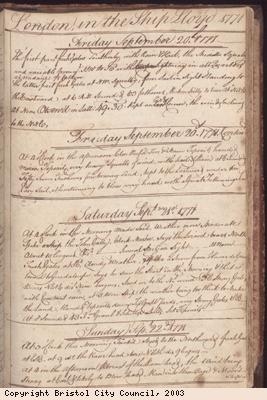 Page of log book of ship Lloyd