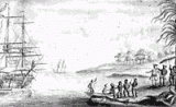 Pockock's The Southwell Frigate vignette showing slaves boarding a long boat.