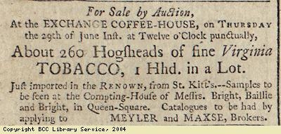 Sale by auction of Virginia tobacco