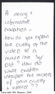 Slavery exhibition comment card